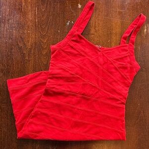 Red ribbed bodycon dress